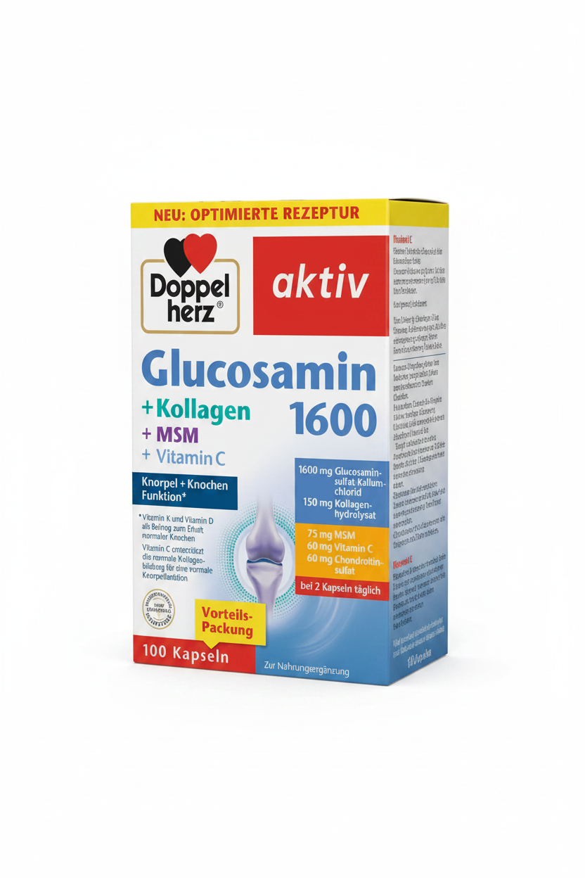 Doppelherz 關節修護四效配方 葡萄糖胺軟骨MSM + 透明質酸玻尿酸+ 維生素 C(Glucosamin 1550)- 100粒